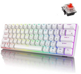 Royal Kludge RK61 Red Switch Gaming Keyboard, Dual Mode Connection, Simple and Portable, White | RK61_dual_red