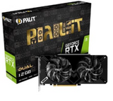 Palit GeForce RTX 2060 Dual 12GB GDDR6 Graphics Card, 2176 Cuda Cores, 1650 MHz Boost Clock, 14 Gbps, 192 Bit, 41T RTX OPS, PCI-E 3.0 x 16 Bus, Dual Link DVI D, 2 Slot, HDMI, DP | NE62060018K9-1160C