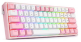 Redragon Fizz Pro RGB Mechanical Mode Gaming Keyboard, Bluetooth / USB Interface, 61 Counting Keys, English, White Pink | K616-RGB Pink