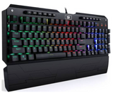 Redragon K555 INDRAH Mechanical Gaming Keyboard with Blue Switches, Macro Recording, Wrist Rest, Full Size, for Windows PC Gamer (RGB LED Backlit | K555RGB-1